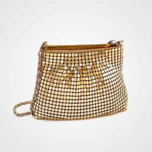 Bridal clutch bag with gold and black beaded design, perfect for wedding accessories and bridesmaids. Compact and stylish, ideal for carrying essentials on your special day.