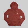 Cozy red zip-up hoodie with white embroidered logo, perfect for casual wear and outdoor activities, available at Yes I Do Bridal for stylish comfort.