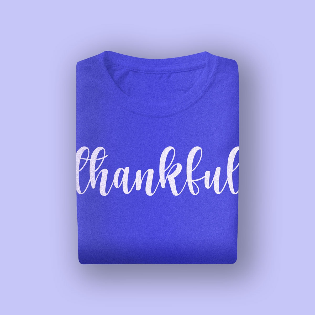 Blue "thankful" T-shirt for brides, bridal parties, or wedding celebrations, perfect for expressing gratitude and joy on special wedding occasions.