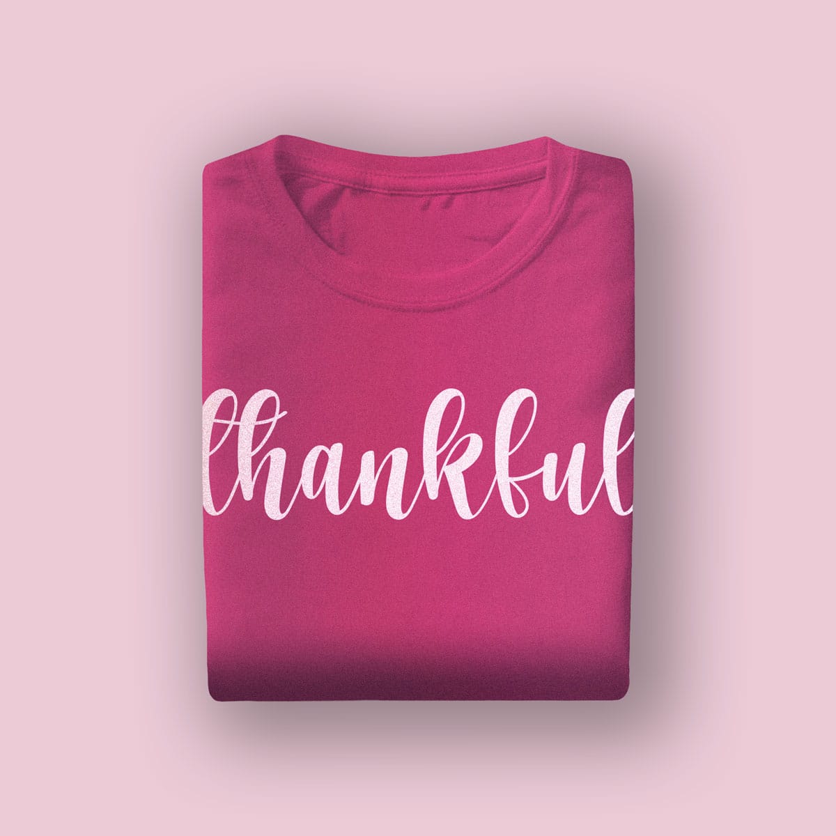 Pink "thankful" T-shirt for brides, perfect for bridal showers or wedding celebrations, featuring stylish script font and comfortable fabric.