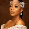 Luxury bridal hair vine and earrings set with crystals and pearls, perfect for Lagos brides, available at Yes I Do Bridal Lekki, Lagos, Nigeria