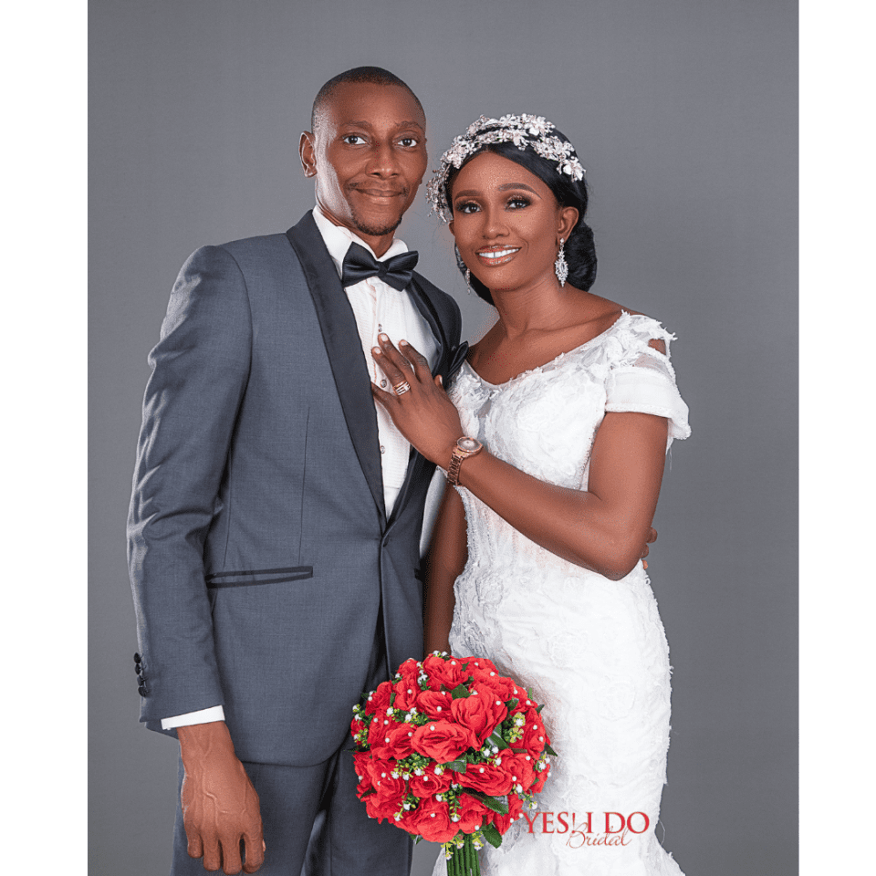 Beautiful couple on wedding day. Wedding gown bridal dress. Join The Bridal Master-Minds.