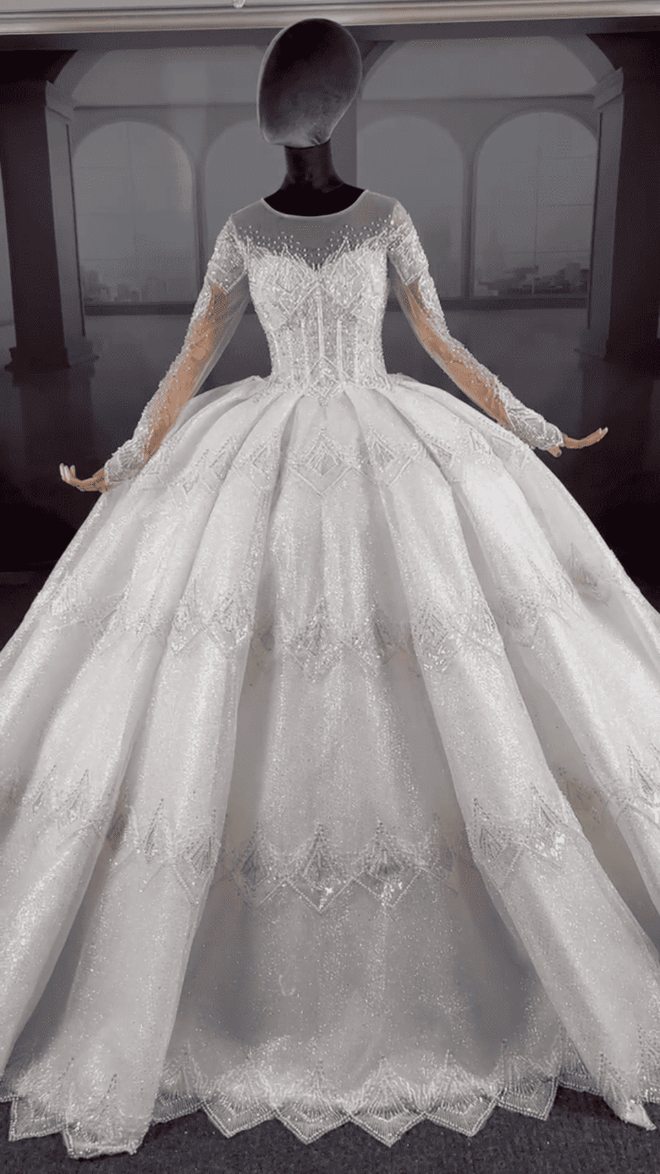 Elegant ivory A-line bridal gown with lace appliqué and sweetheart neckline