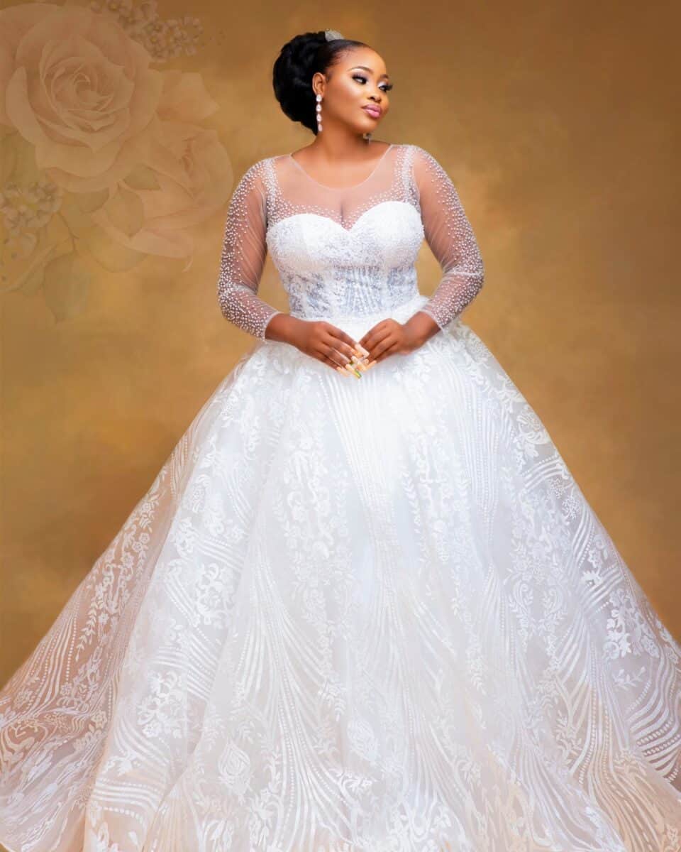 Ball Gown Wedding Dresses Sweetheart neckline. long sleeves and floor length.