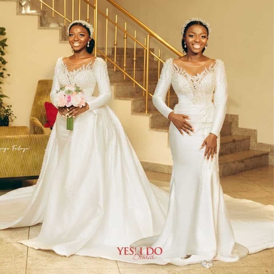 Wedding gown bridal dress with long sleeves Nigerian bride Lagos wedding Shop