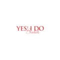 Elegant bridal logo featuring the text "Yes I Do Bridal" in red script and uppercase font, centered on a white background, representing a wedding dress boutique.