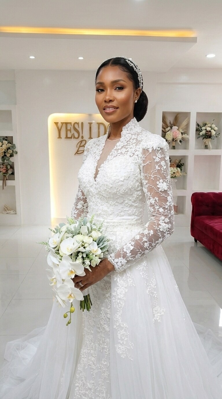Isabella wedding gown lace bodice detail