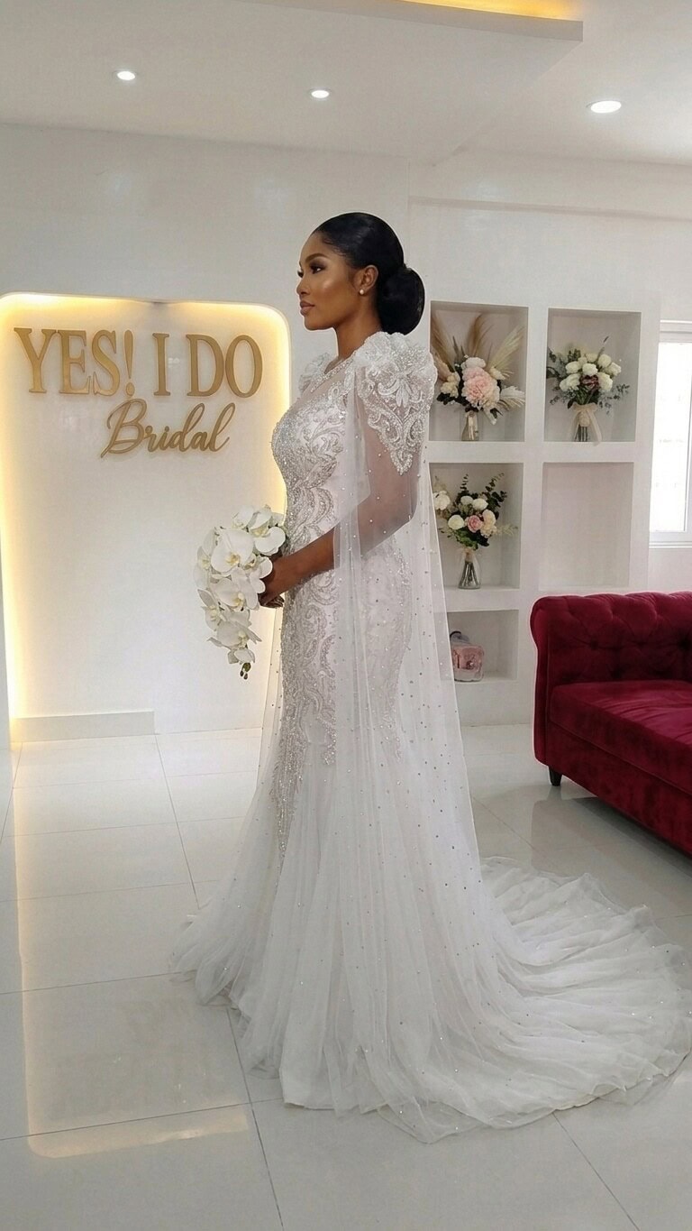 Side view of the Sophia wedding gown